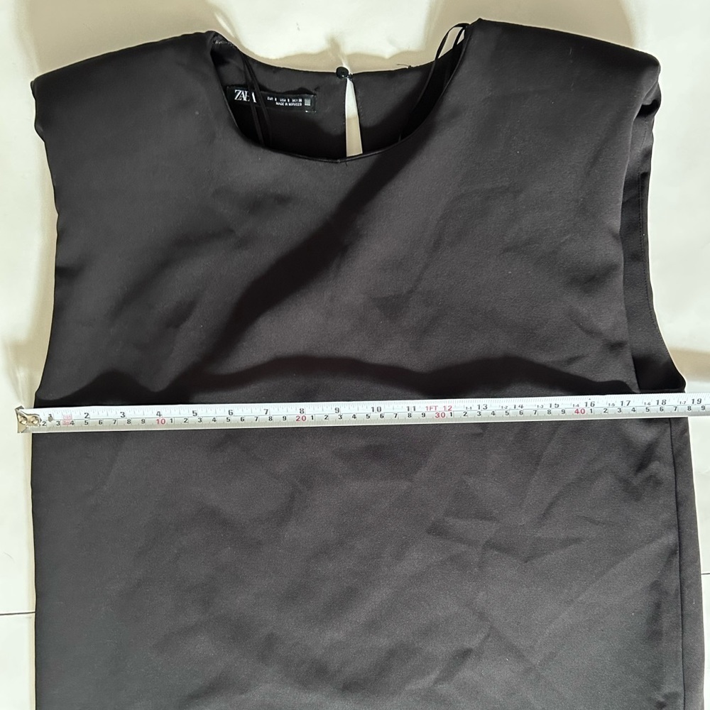 ZARA black mini DRESS WITH SHOULDER PADS - Picture 7 of 10
